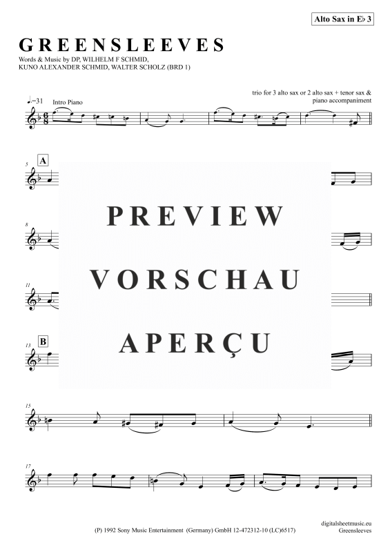 Product gallery: Page 9 of 11 Greensleeves, Simoni, Edward, (Saxophon Trio AAA(T) + Klavier)