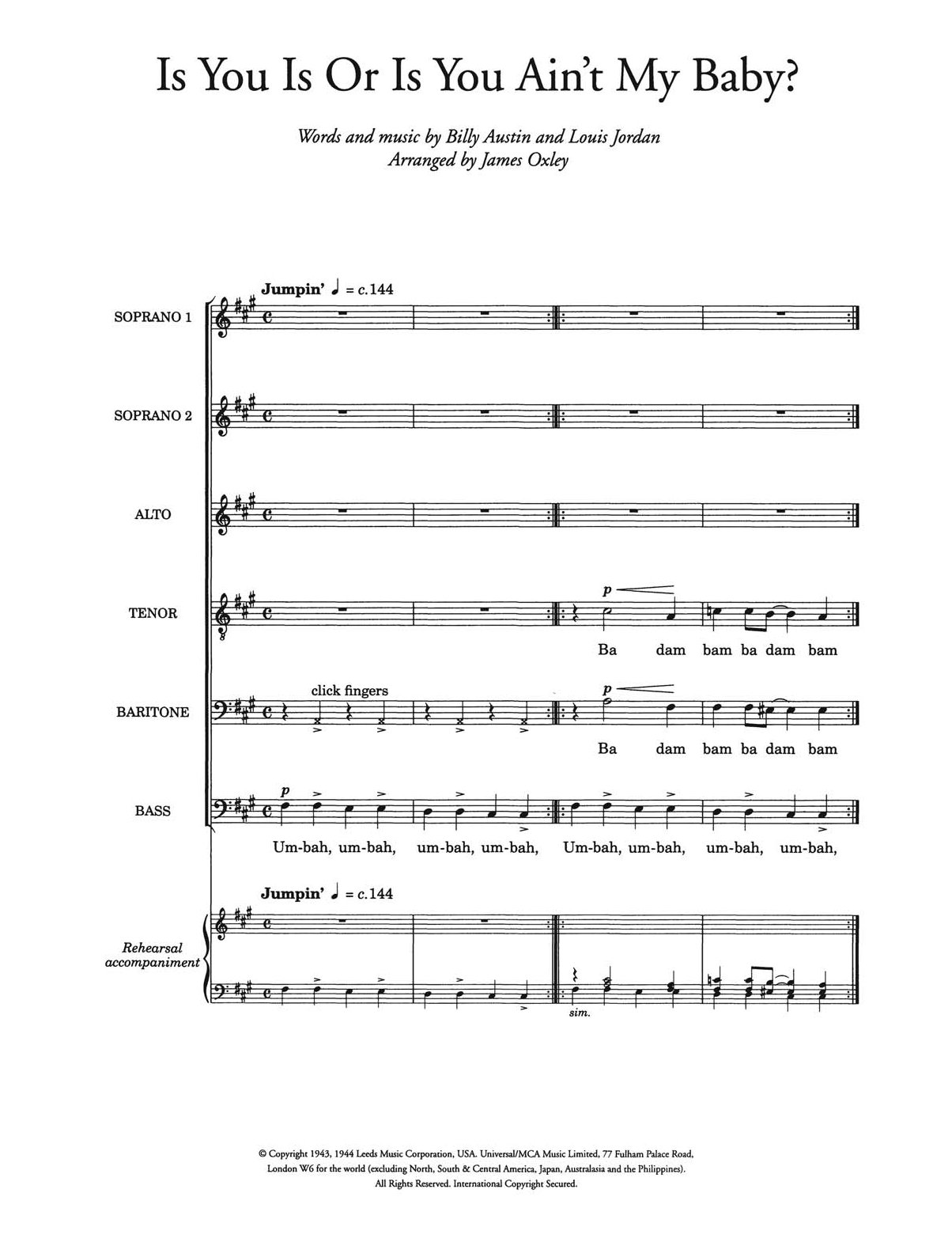 Product picture to: Is You Is, Or Is You Ain't (Ma' Baby) (arr. James Oxley)