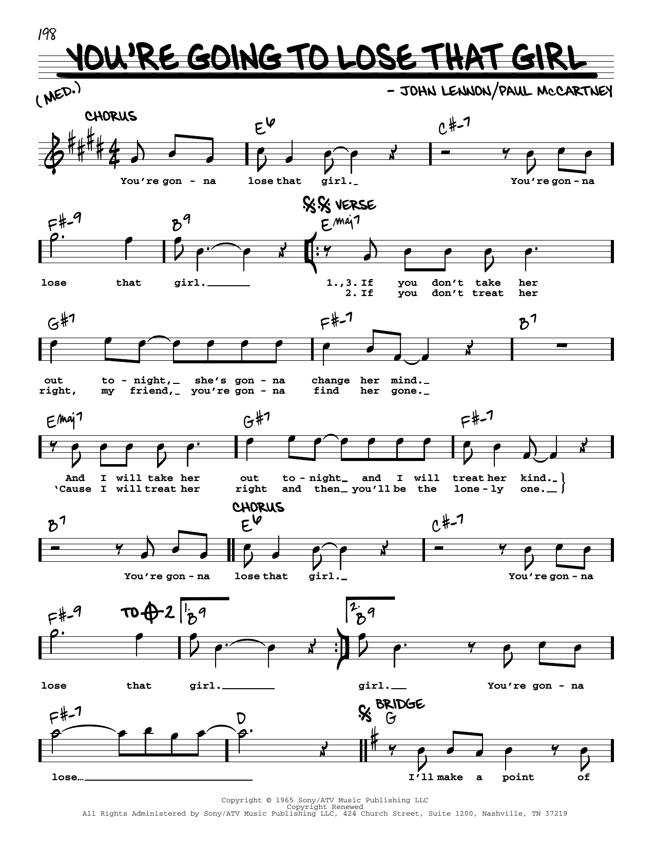 Product picture to: You're Going To Lose That Girl [Jazz version]