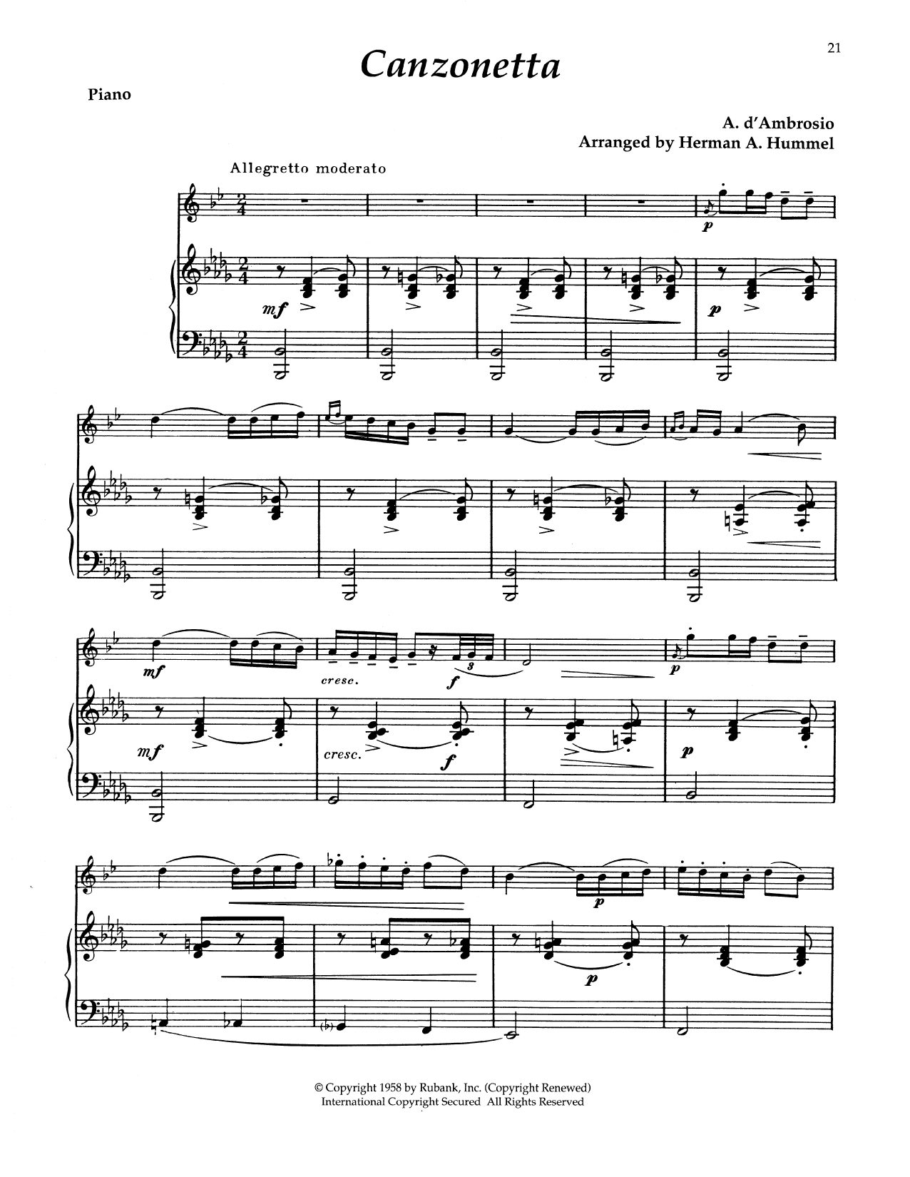 Product gallery: Page 1 of 1 Canzonetta No. 1, Op. 6, Alfredo d'Ambrosio