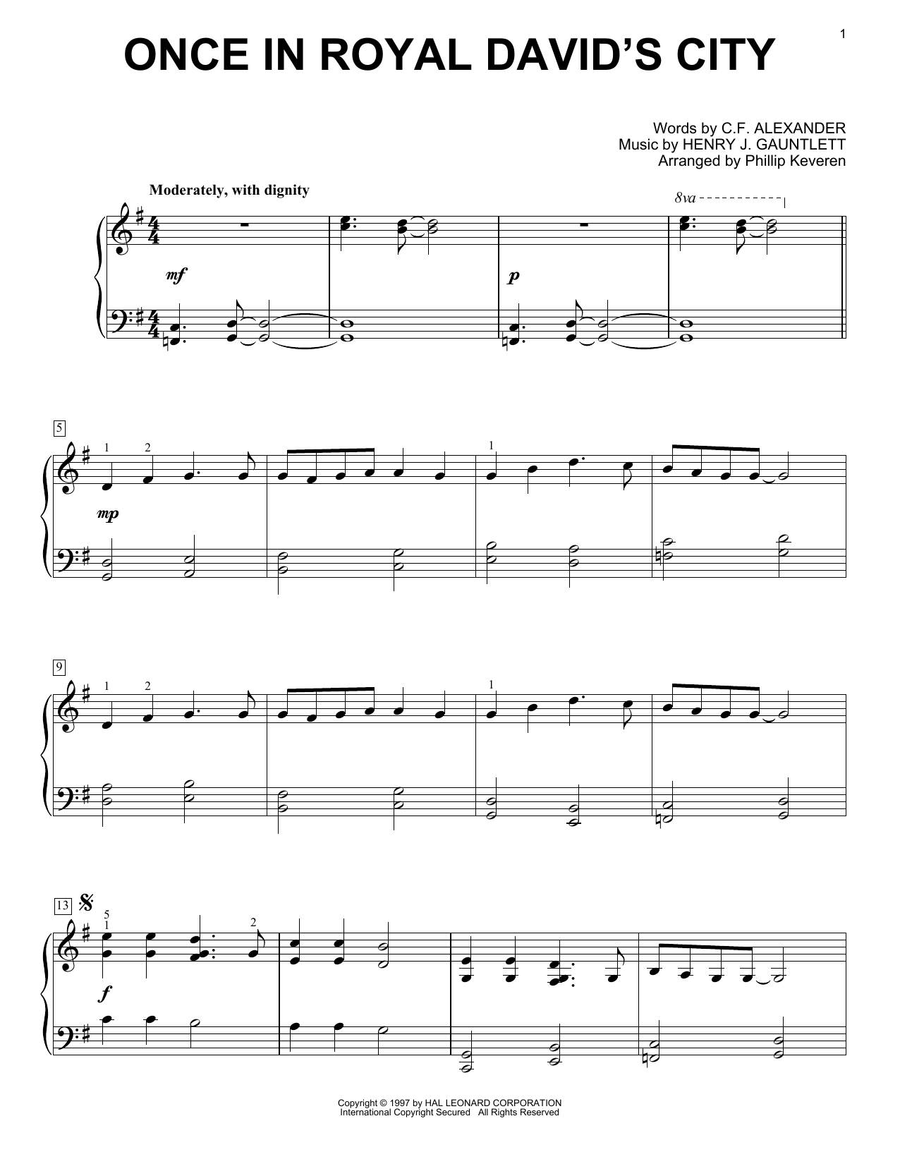 Produktgalerie: Seite 1 von 1 Once In Royal David's City (arr. Phillip Keveren), Cecil F. Alexander, Klavier