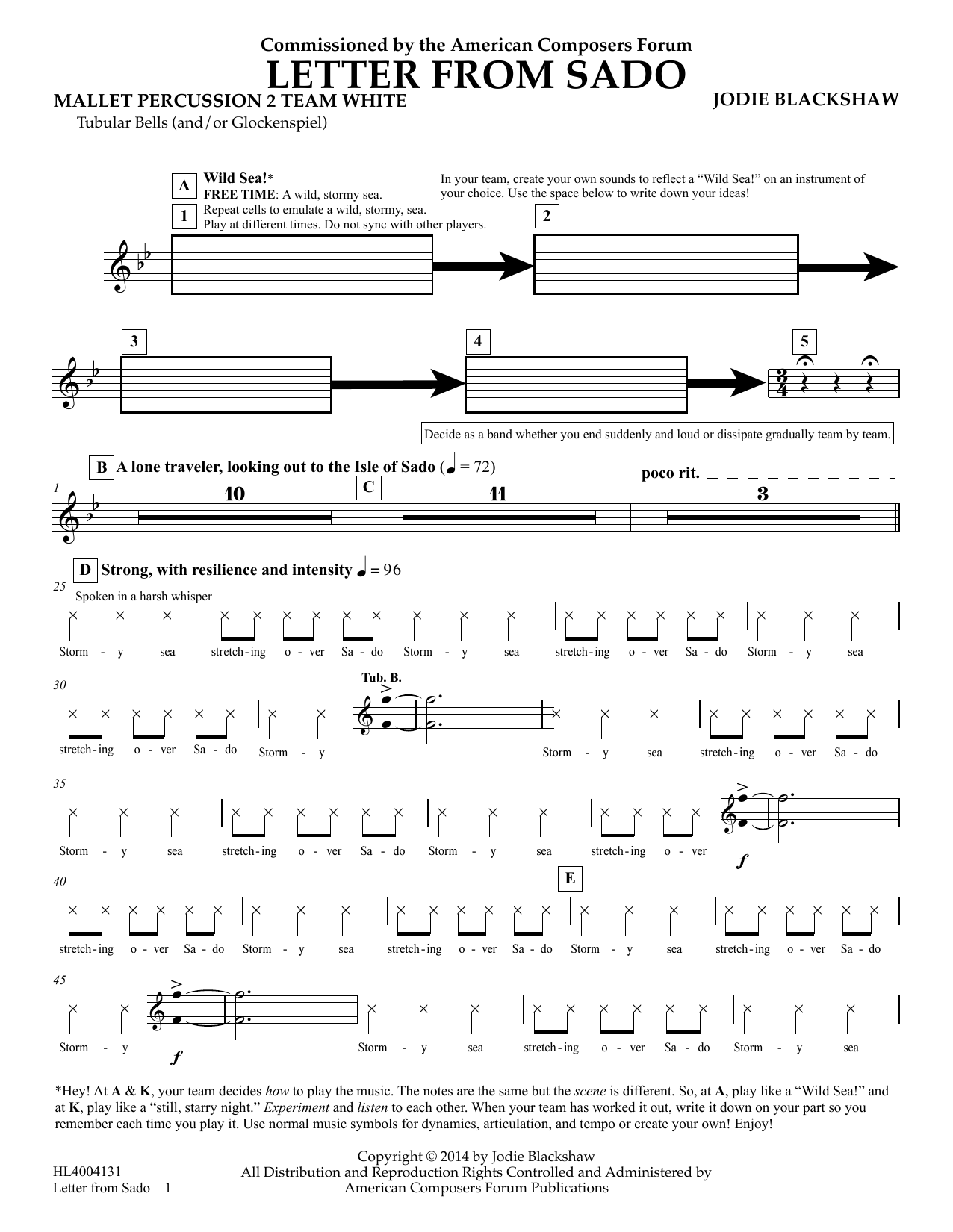 Product picture to: Letter from Sado - Mallet Perc 2 Chimes Team Whit