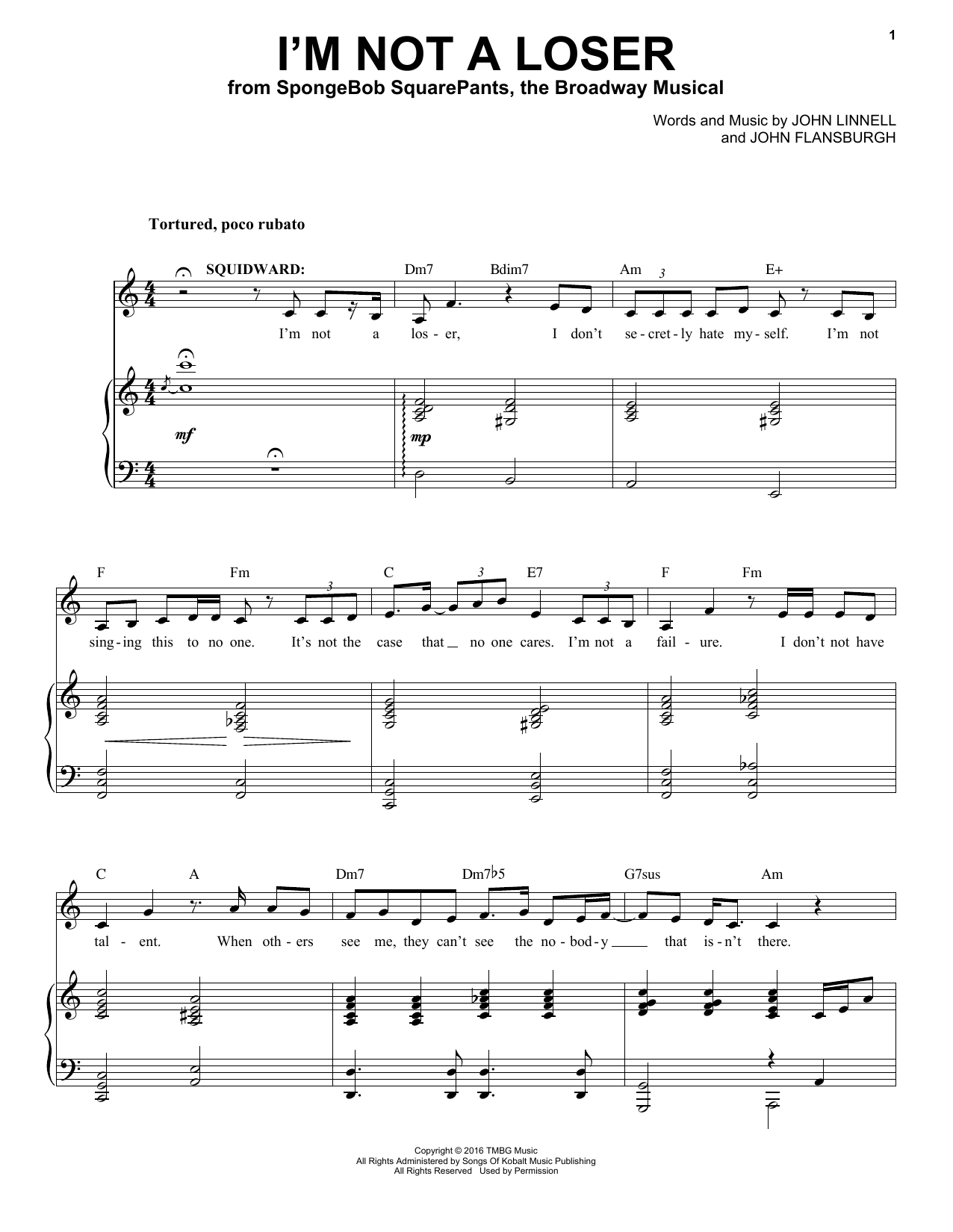 Product picture to: I'm Not A Loser (from Spongebob Squarepants, The Broadway Musical)