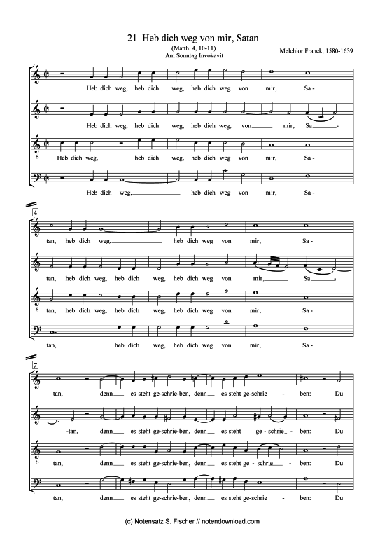 Product picture to: Heb dich weg von mir, Satan Melchior Franck (1580-1639)