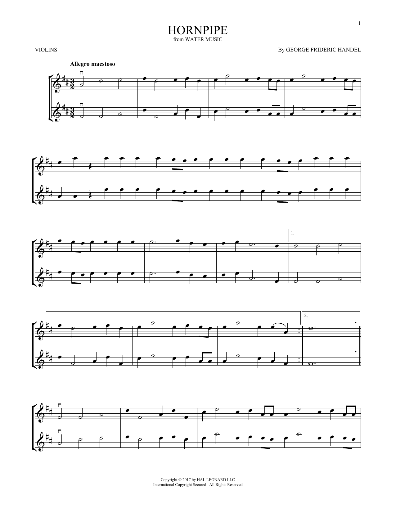 Product gallery: Page 1 of 1 Hornpipe, George Frideric Handel