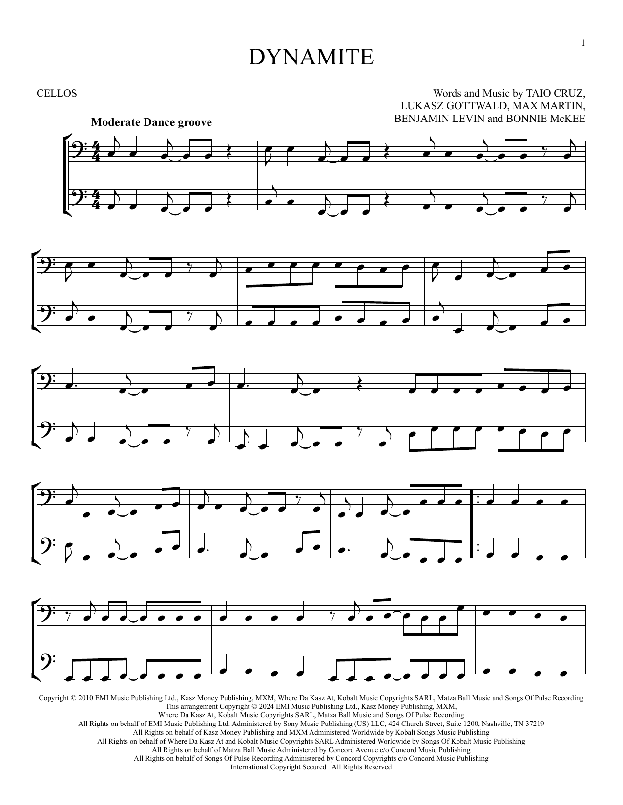 Produktgalerie: Seite 1 von 1 Dynamite, Taio Cruz, Violoncello