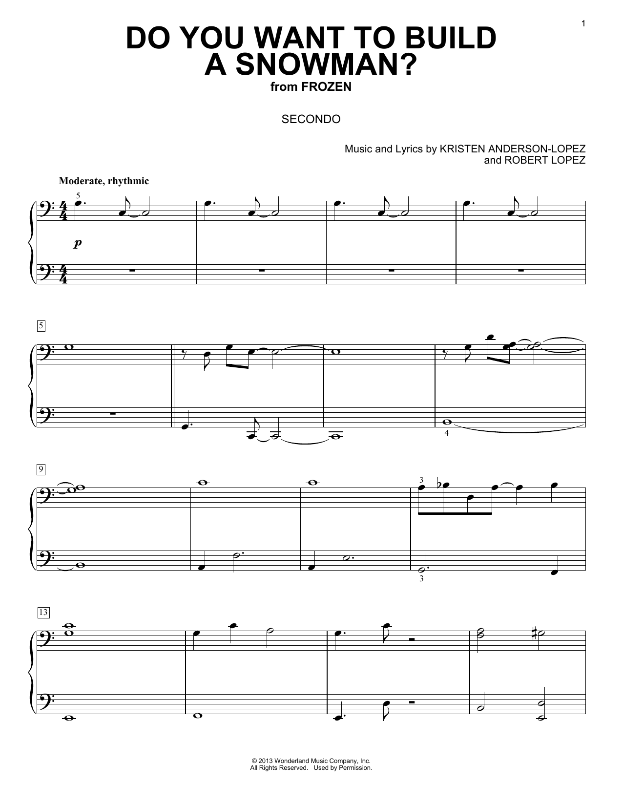 Produktgalerie: Seite 1 von 1 Do You Want To Build A Snowman? (from Frozen), Kristen Bell, Agatha Lee Monn & Katie Lopez, Klavier