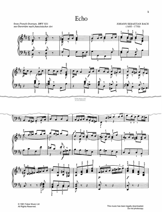 Produktgalerie: Seite 1 von 1 Echo (from 'French Overture In B Minor BWV831'), Johann Sebastian Bach, Klavier