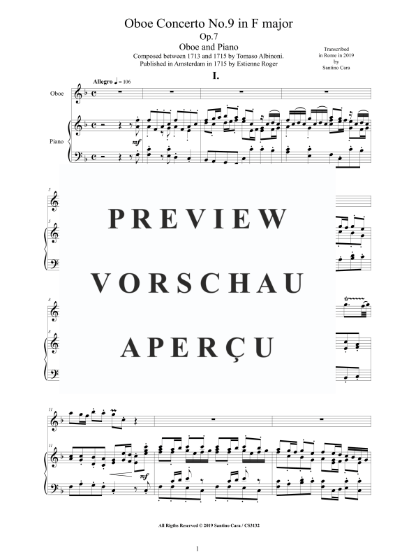 Product gallery: Page 2 of 11 Oboe Concerto No.9 in F-Dur Op.7, , Oboe and Piano/Harpsichord