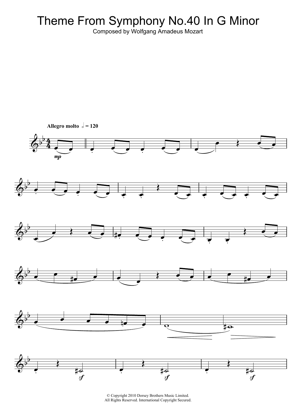Product gallery: Page 1 of 1 Symphony No. 40 (Theme), Wolfgang Amadeus Mozart