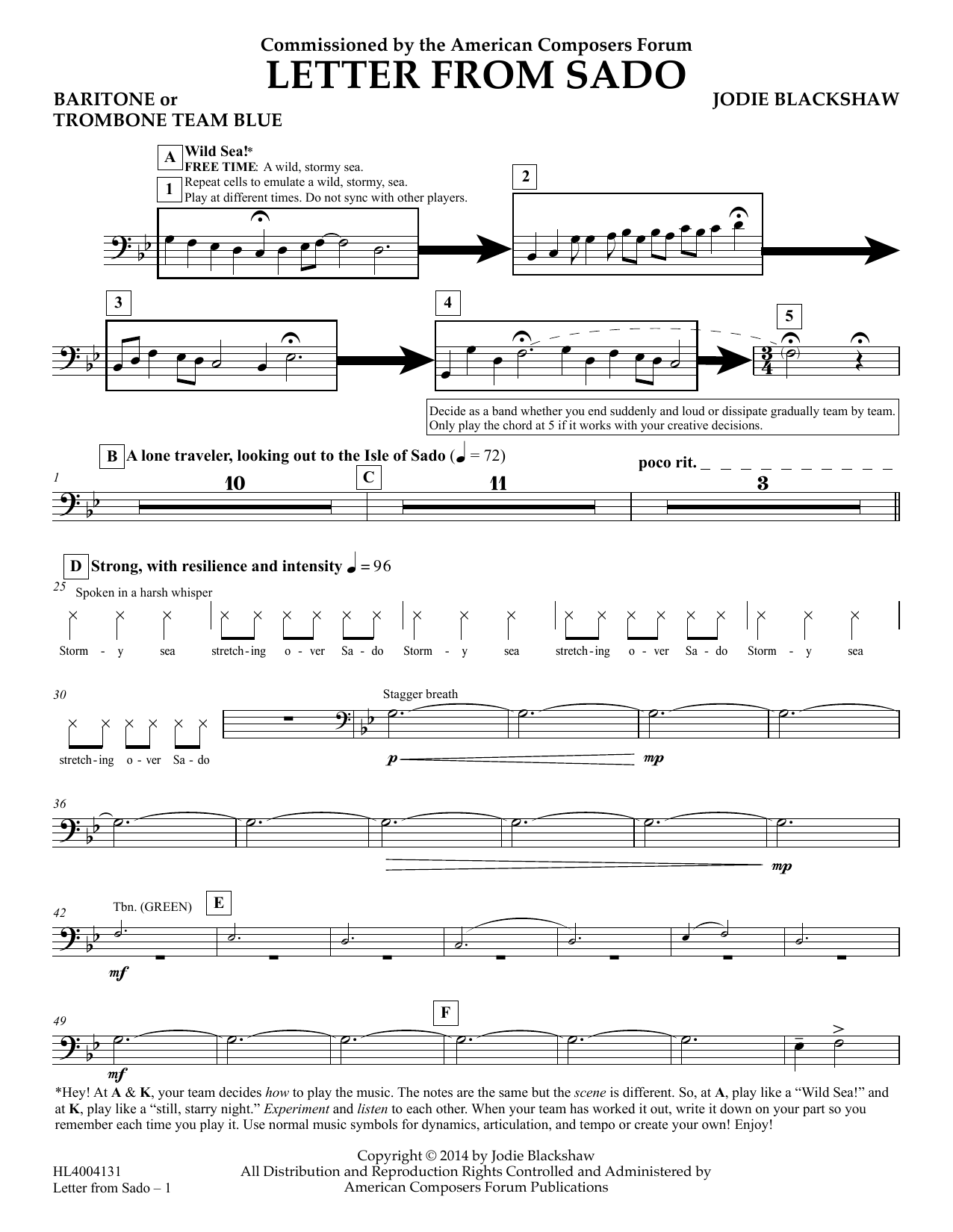 Product picture to: Letter from Sado - Baritone or Trombone Team Blue