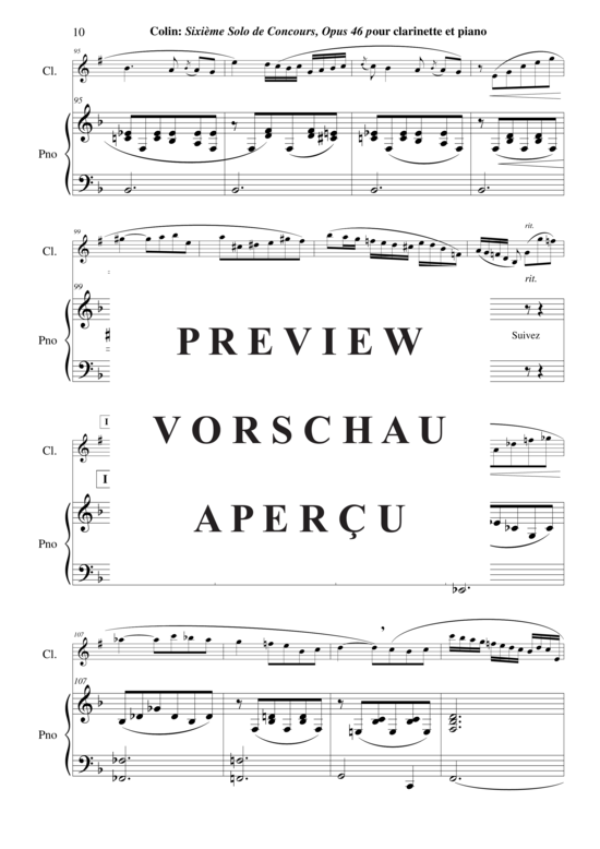 Produktgalerie: Seite 11 von 21 Sixième Solo de Concours, opus 46 , , (Klarinette in B + Klavier)