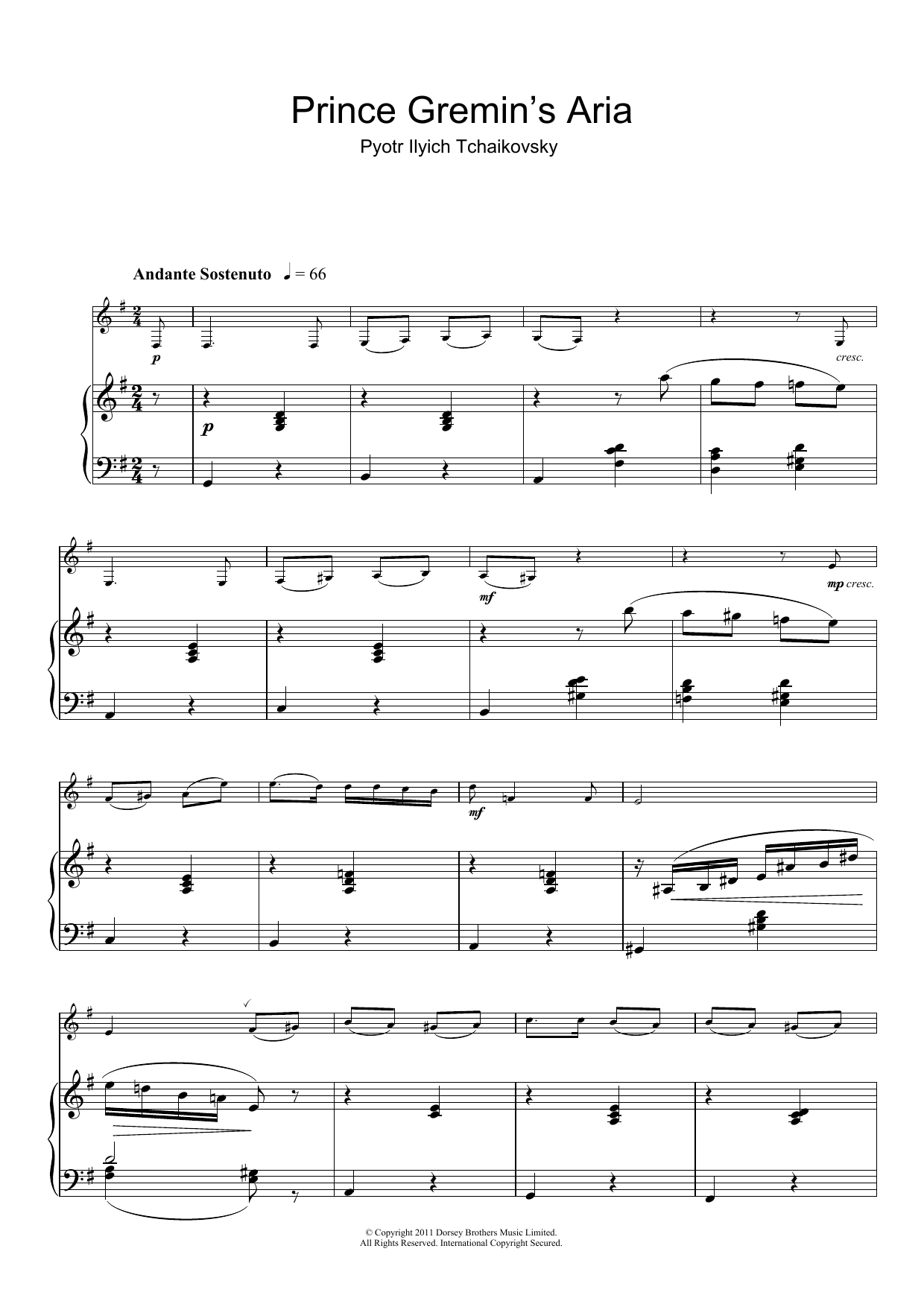 Product gallery: Page 1 of 1 Prince Gremin's Aria (from Eugene Onegin), Pyotr Il'yich Tchaikovsky