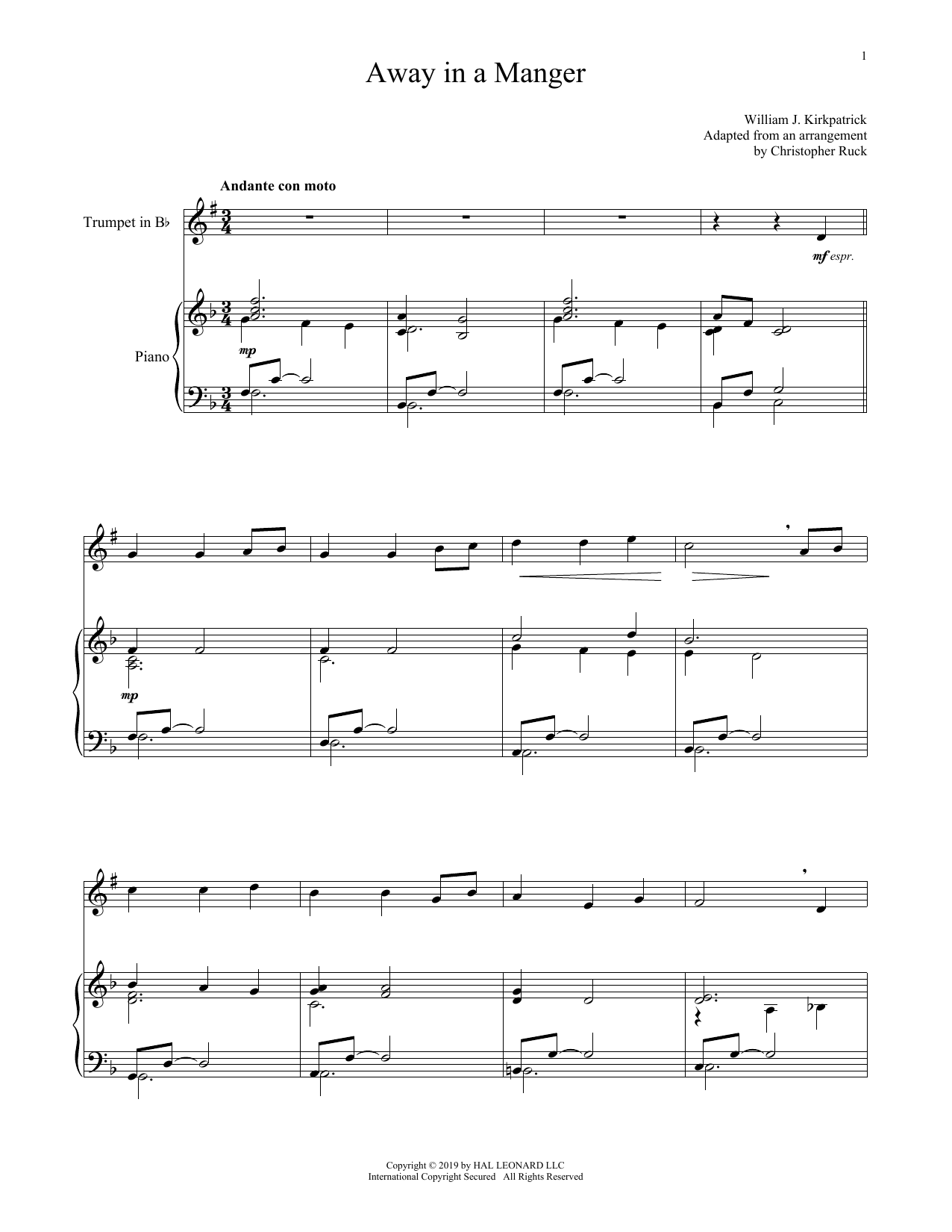 Produktgalerie: Seite 1 von 1 Away In A Manger, Christmas Carol, Horn, Klavier