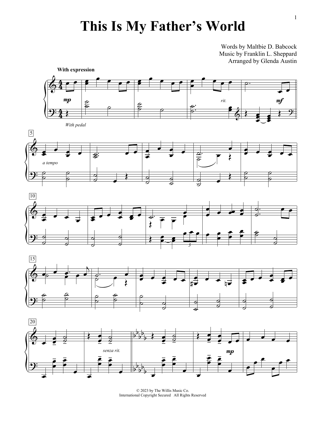 Product picture to: This Is My Father's World (arr. Glenda Austin)