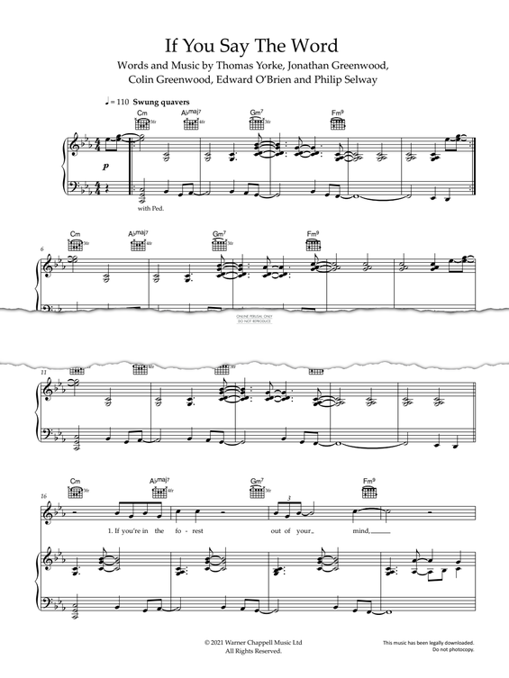 Produktgalerie: Seite 1 von 1 If You Say The Word, Radiohead, Gesang, Gitarre, Klavier