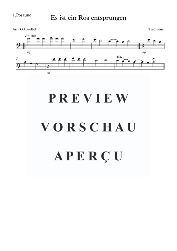 Produktgalerie: Seite 3 von 6 Es ist ein Ros entsprungen, , (Posaunen Quartett)