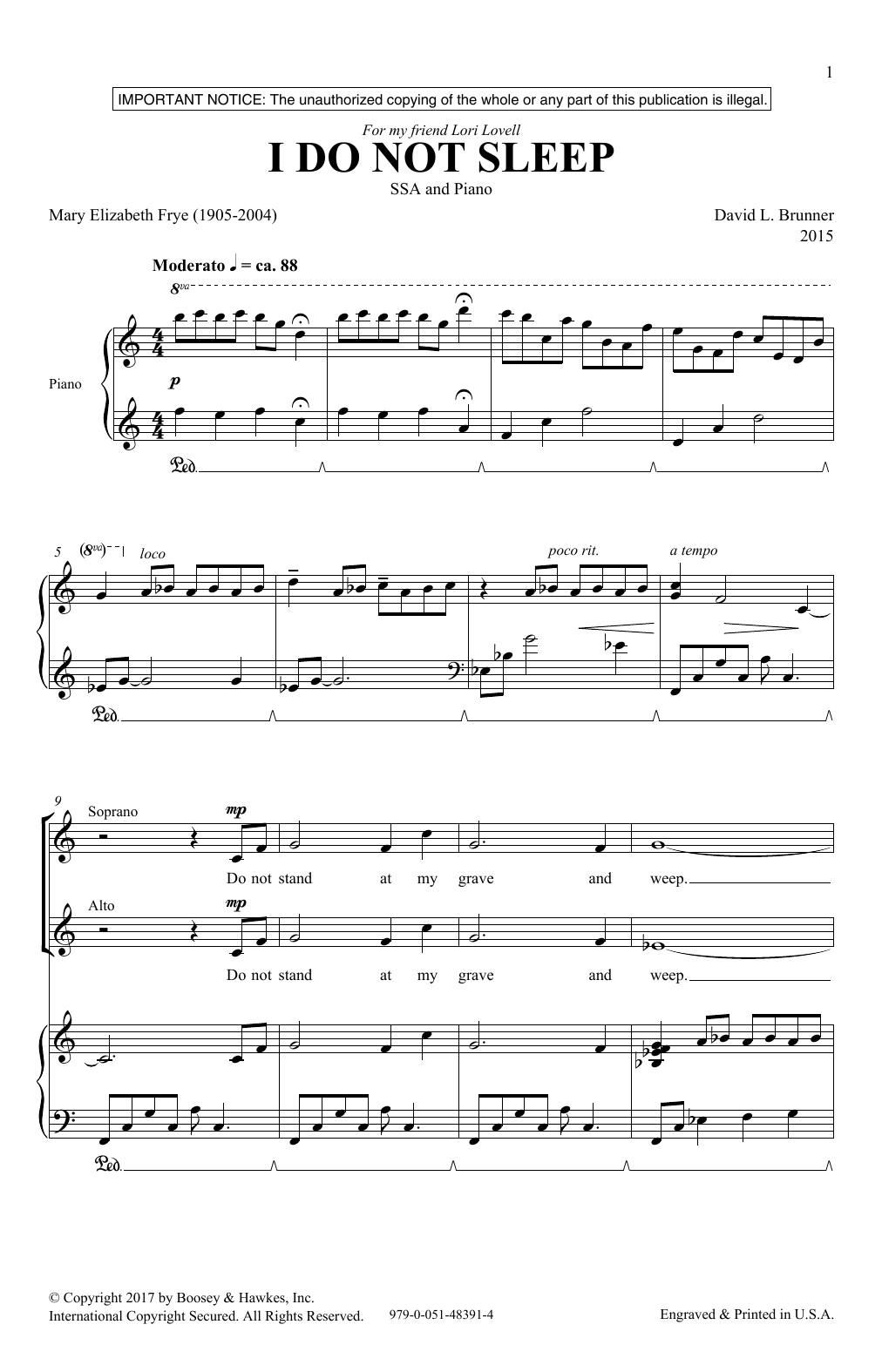 Produktgalerie: Seite 1 von 1 I Do Not Sleep, David Brunner, Chor