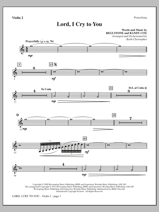 Produktgalerie: Seite 1 von 1 Lord, I Cry To You - Violin 2, Keith Christopher, Chor