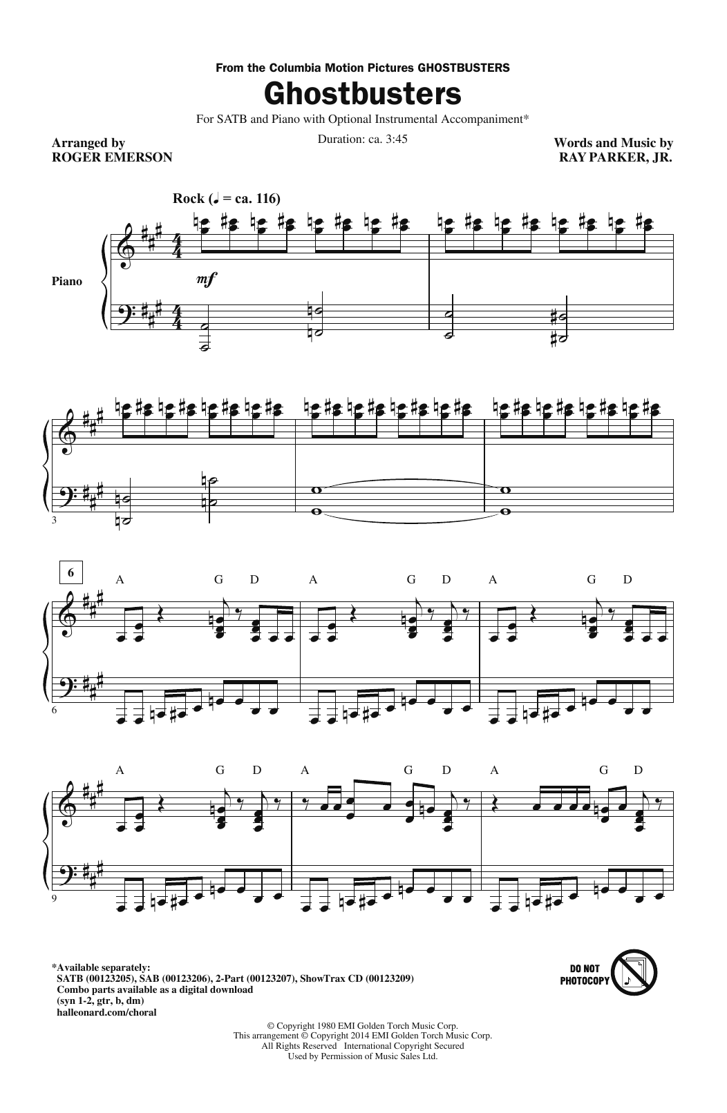 Product picture to: Ghostbusters (arr. Roger Emerson)