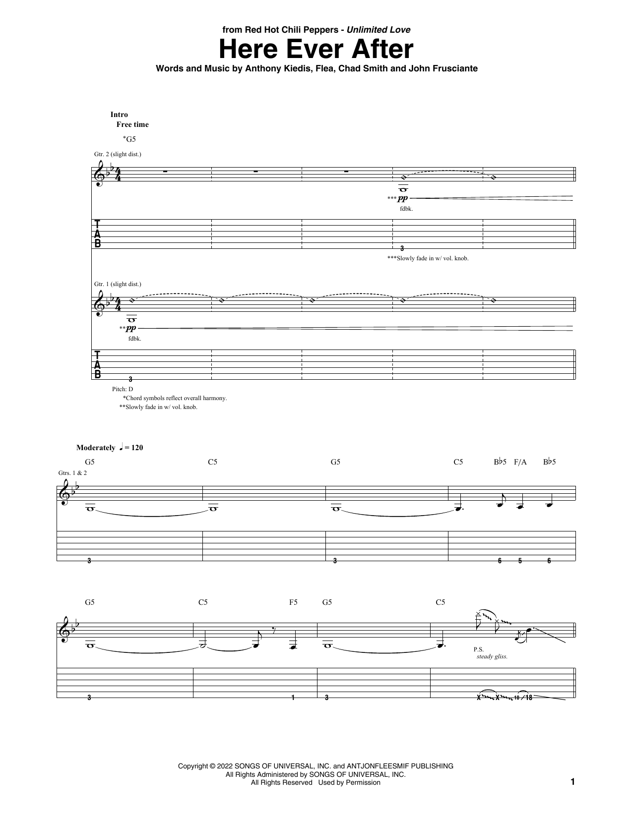 Produktgalerie: Seite 1 von 1 Here Ever After, Red Hot Chili Peppers, Gitarre