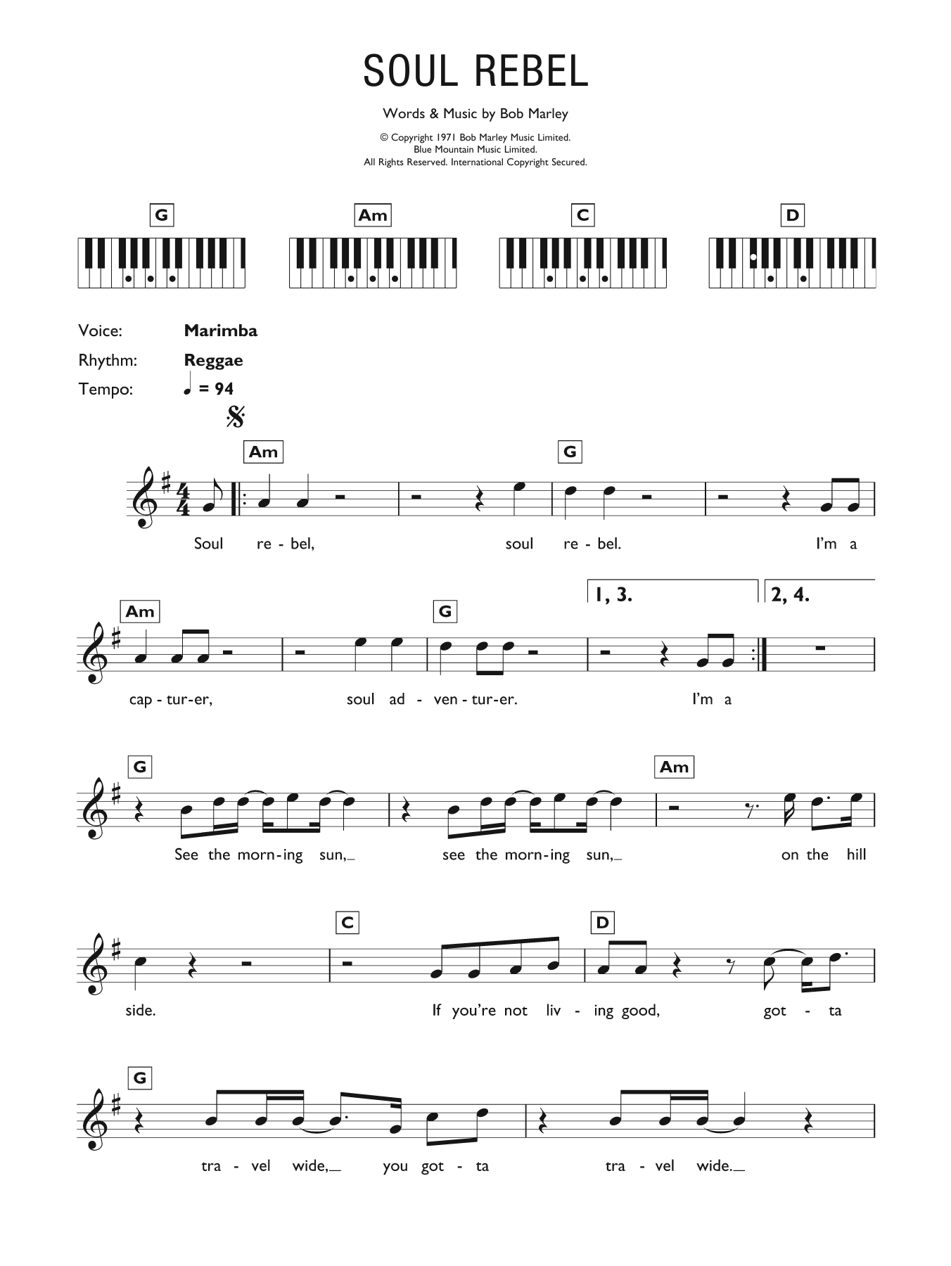 Produktgalerie: Seite 1 von 1 Soul Rebel, Bob Marley, Klavier
