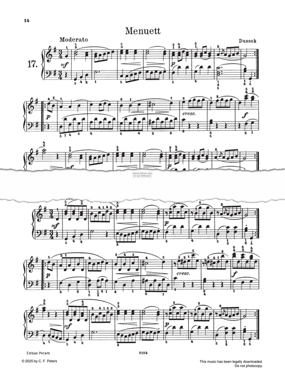 Produktgalerie: Seite 1 von 1 Menuett G-major, Jan Ladislav Dussek, Klavier