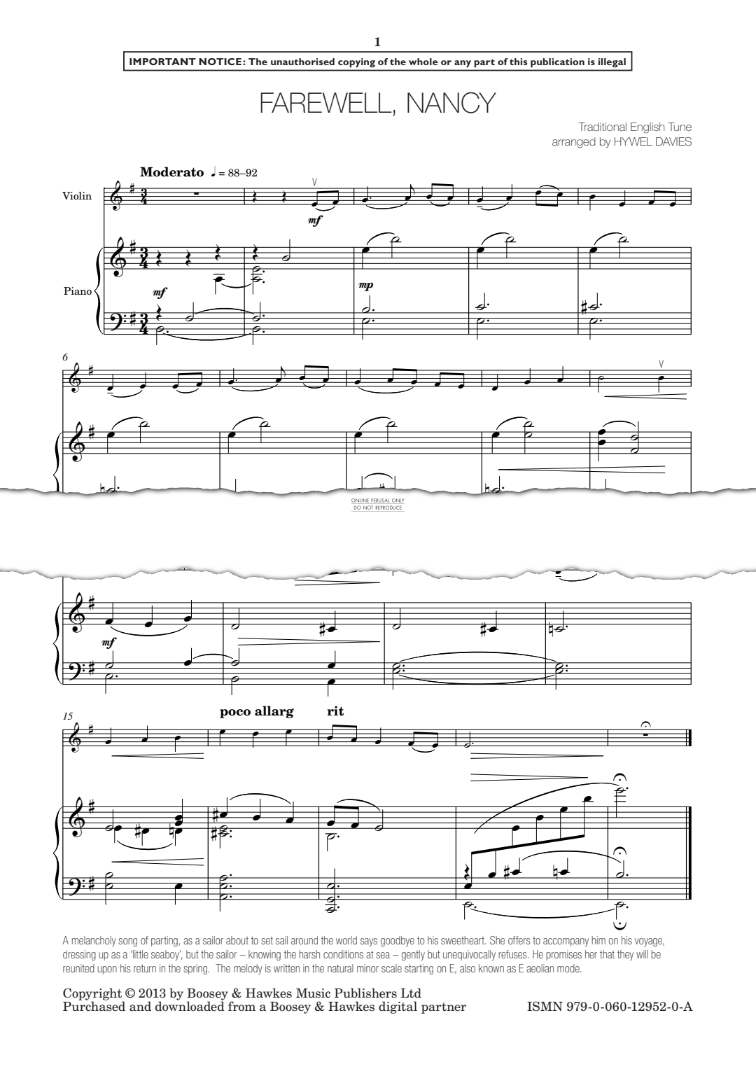 Produktgalerie: Seite 1 von 1 Farewell, Nancy, English Traditional, Klavier, Violine