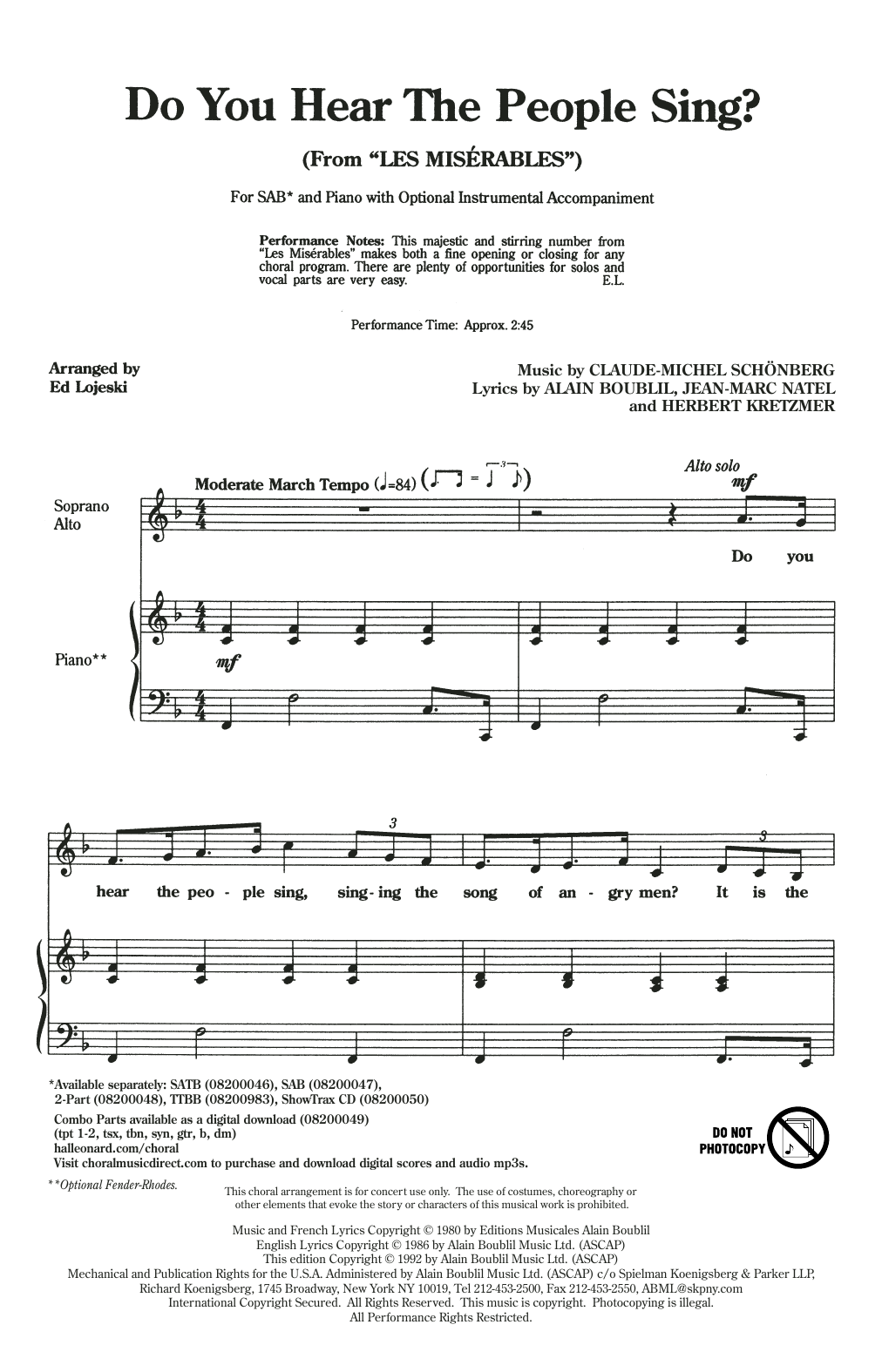 Product picture to: Do You Hear The People Sing? (from Les Miserables) (arr. Ed Lojeski)