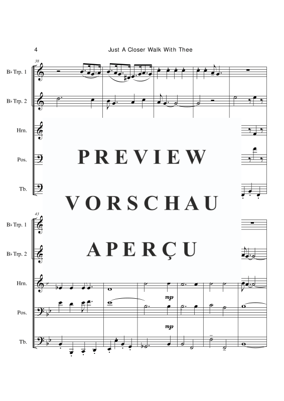 Produktgalerie: Seite 7 von 11 Just A Closer Walk With Thee, , (Blechbläser Quintett)