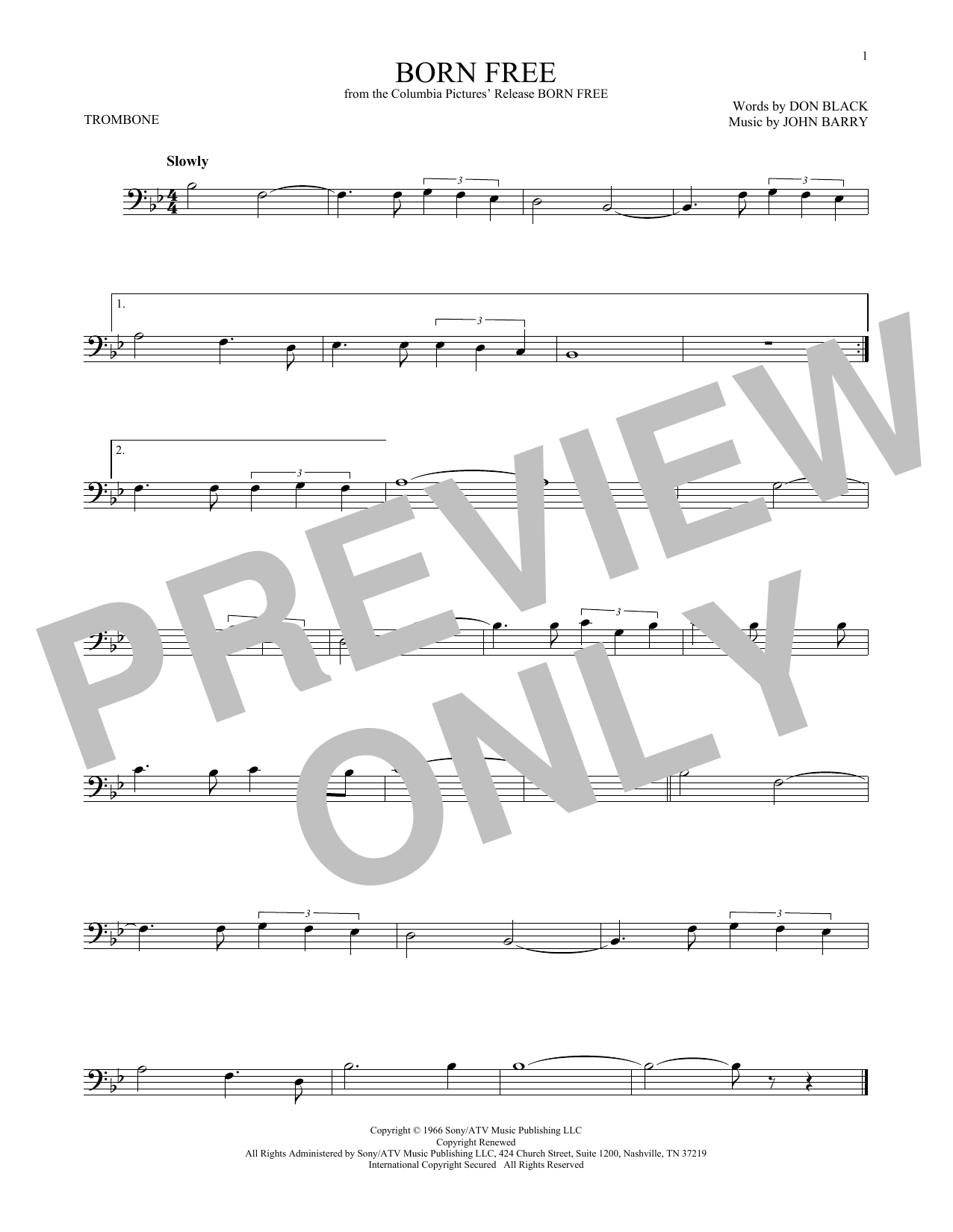 Product gallery: Page 1 of 1 Born Free, John Barry