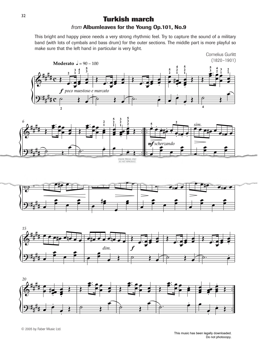 gallery: Turkish March (from 'Albumleaves for the Young, Op.101, No.9'), Cornelius Gurlitt, Klavier