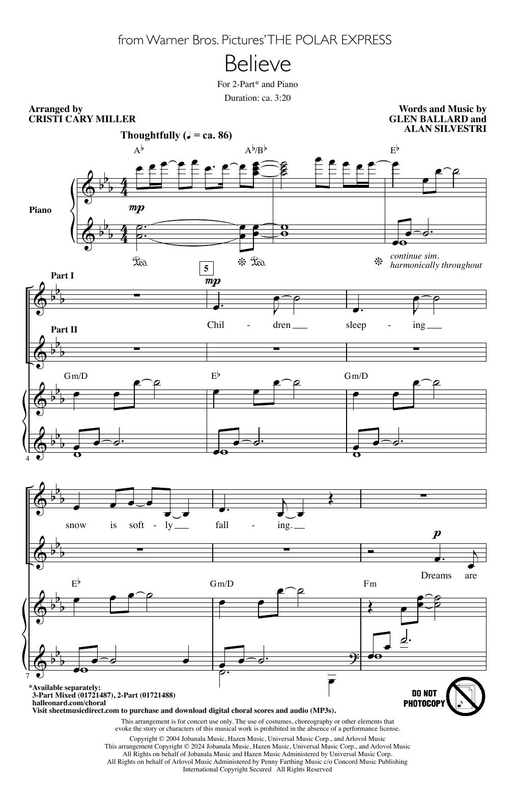 Product picture to: Believe (from The Polar Express) (arr. Cristi Cary Miller)