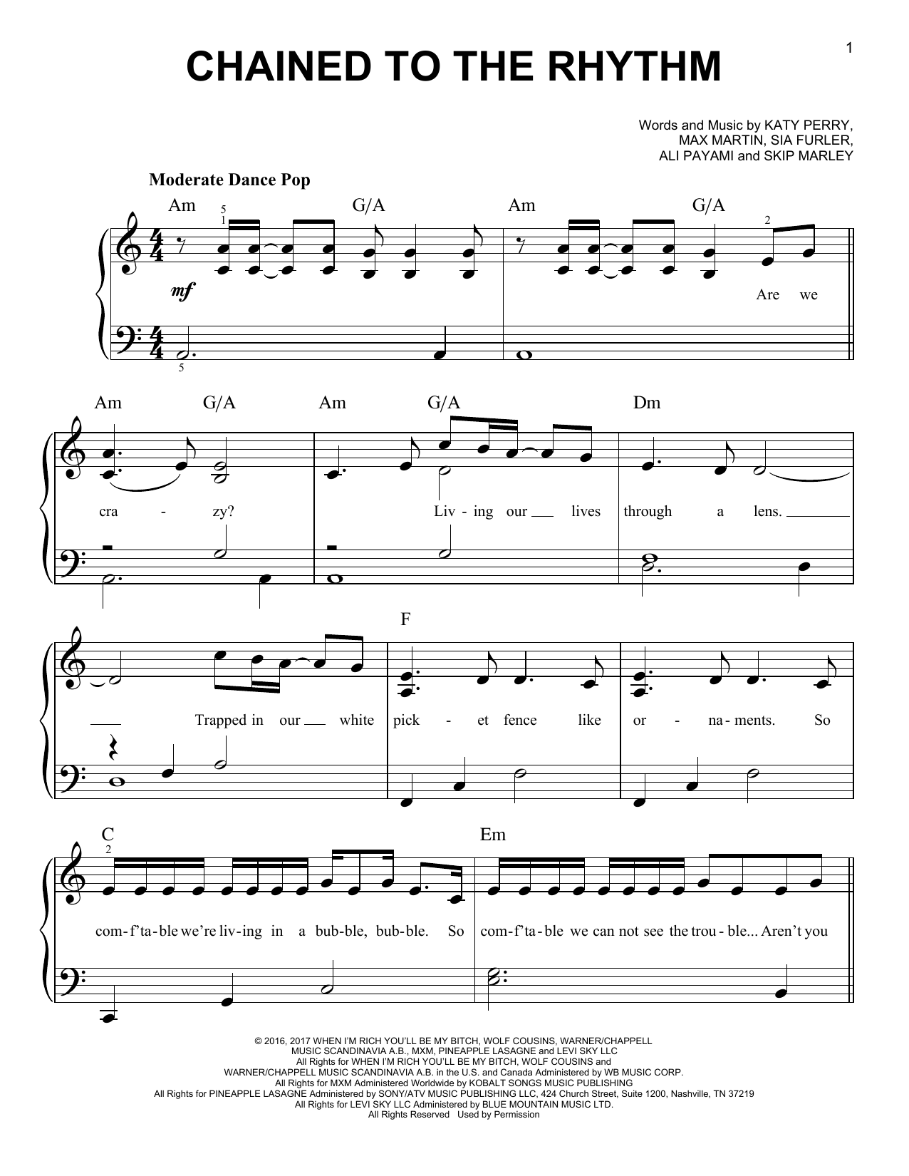 Produktgalerie: Seite 1 von 1 Chained To The Rhythm, Katy Perry, Klavier