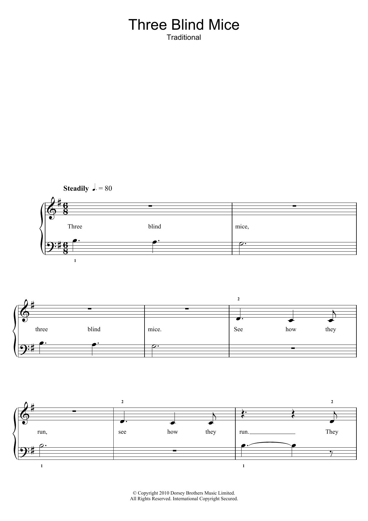 Produktgalerie: Seite 1 von 1 Three Blind Mice, Traditional Nursery Rhyme, Klavier