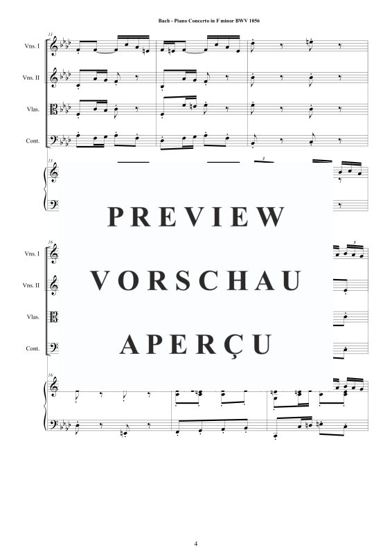 Produktgalerie: Seite 5 von 11 Klavierkonzert F-Moll BWV 1056, , Klavier Solo und Streichorchester