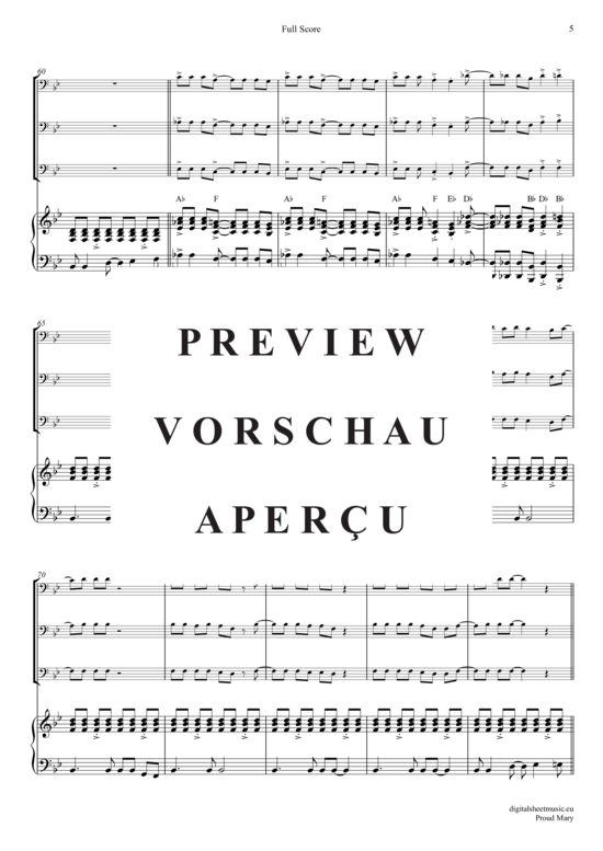 Product gallery: Page 6 of 20 Proud Mary , Creedence Clearwater Revival, (Trombone Trio + Piano)