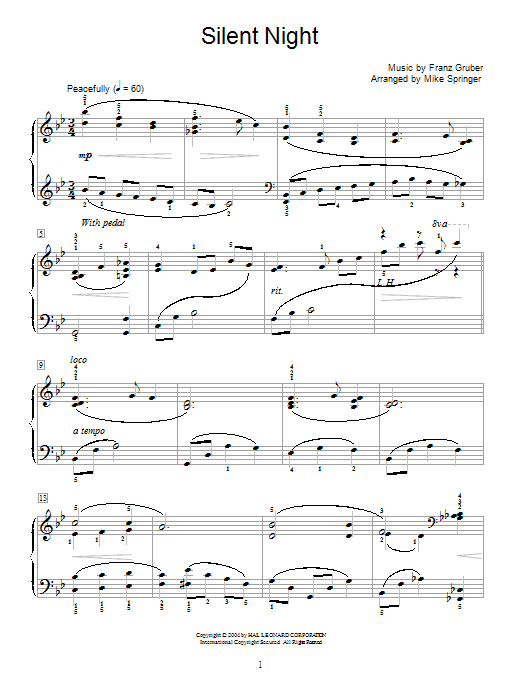 Product gallery: Page 1 of 1 Silent Night, Joseph Mohr