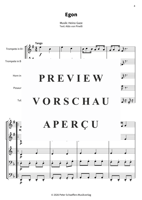Produktgalerie: Seite 6 von 11 Egon - Schwungvoller Tango-Schlager, , Blechbläser Quintett