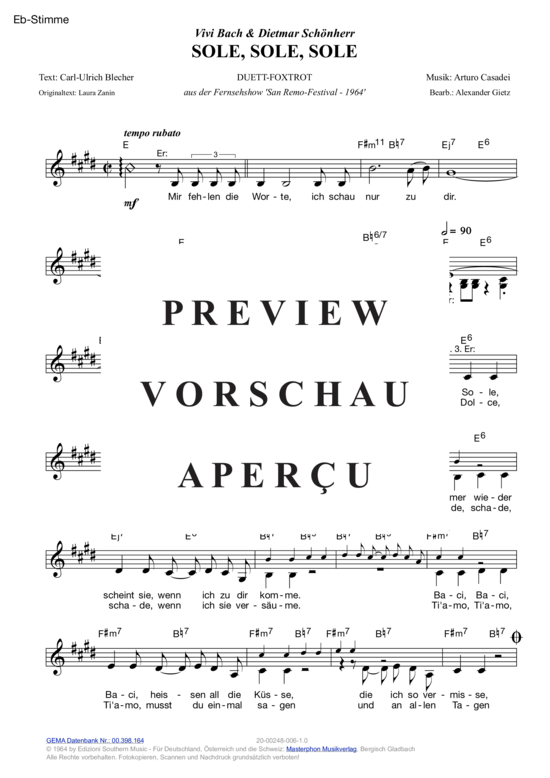 Product gallery: Page 7 of 11 Sole, Sole, Sole , Bach, Vivi & Schönherr, Dietmar, (melody parts in C/B/E flat)