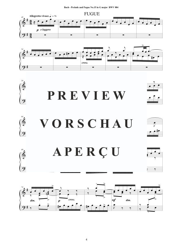 Product gallery: Page 5 of 7 Prelude and Fugue No.15 in G major BWV 884, , Solo Piano