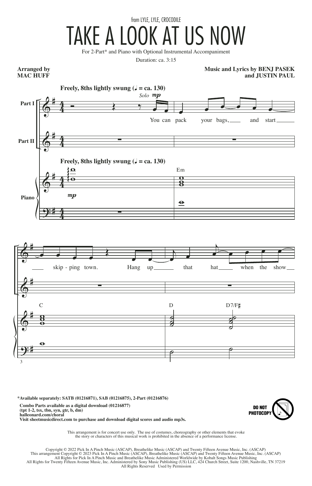 Product picture to: Take A Look At Us Now (from Lyle, Lyle, Crocodile) (arr. Mac Huff)