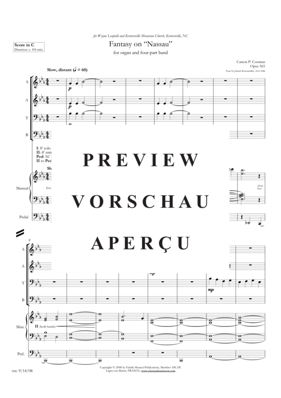 Product gallery: Page 4 of 37 Fantasy on  Nassau  (Holzbläser Quartett + Orgel) , ,  (flexible line-up)
