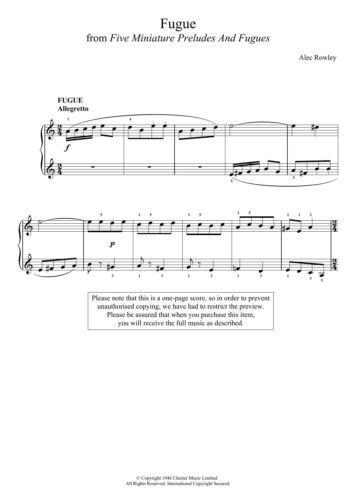 Product picture to: Five Miniature Preludes And Fugues