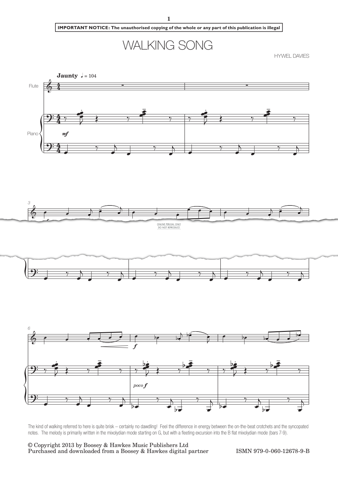 Produktgalerie: Seite 1 von 1 Walking Song, Hywel Davies, Flöte, Klavier