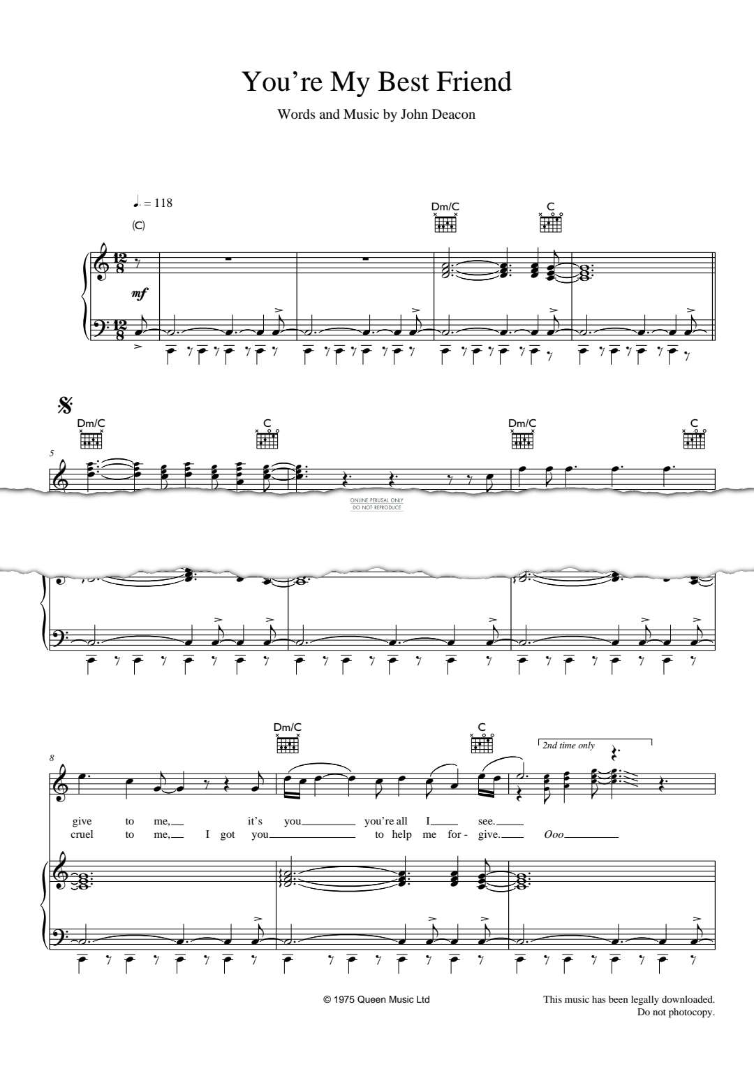 Produktgalerie: Seite 1 von 1 You're My Best Friend, Queen, Gesang, Gitarre, Klavier