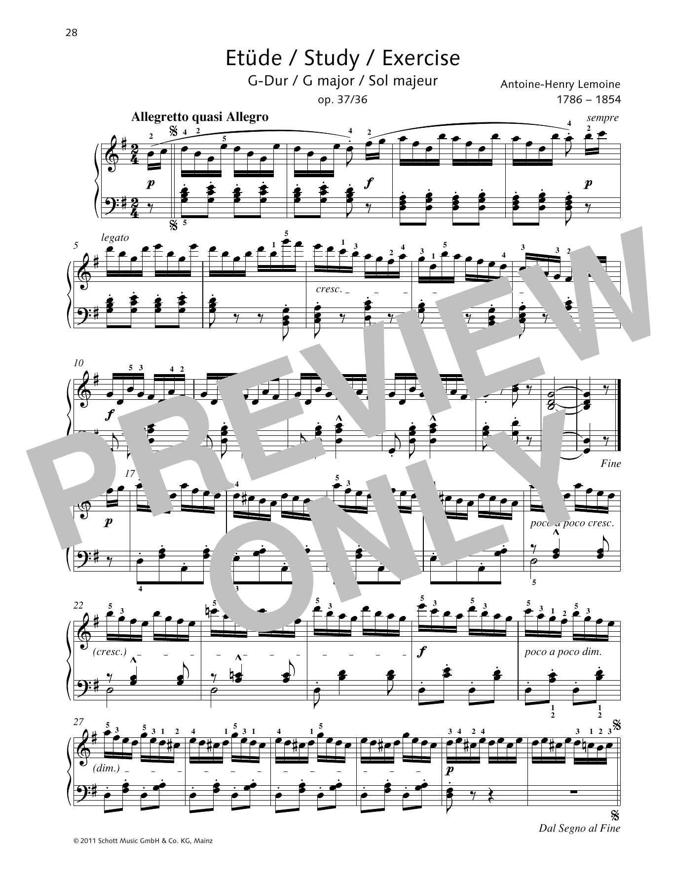 Product gallery: Page 1 of 1 Study G major, Antoine-Henry Lemoine