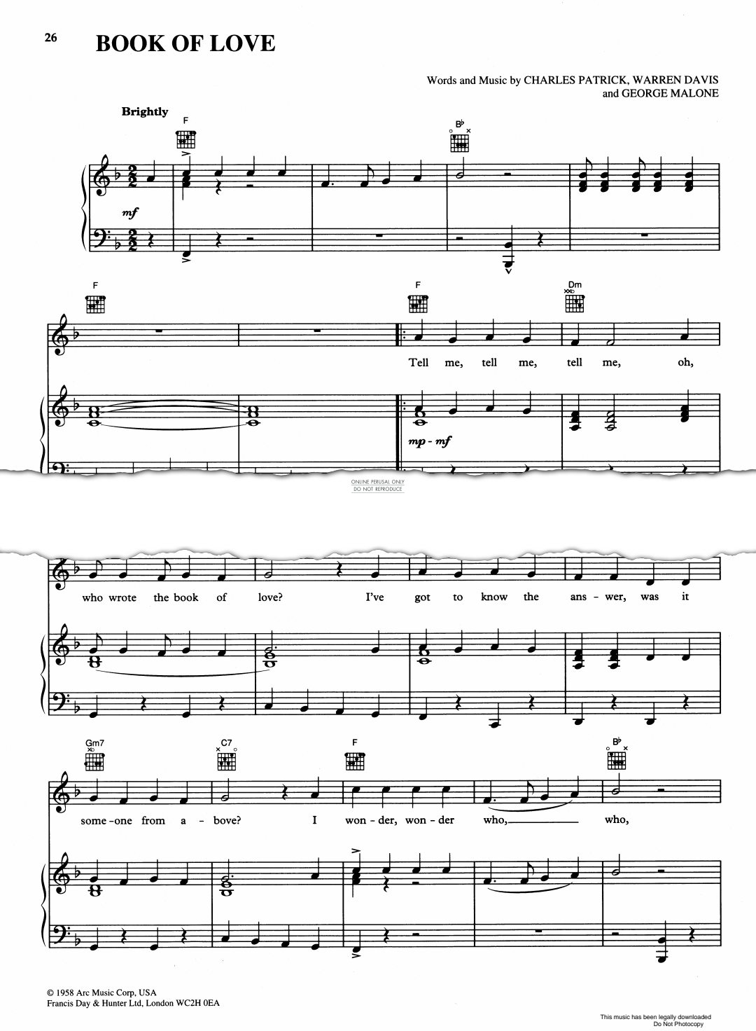 Produktgalerie: Seite 1 von 1 Book Of Love, The Monotones, Gesang, Gitarre, Klavier