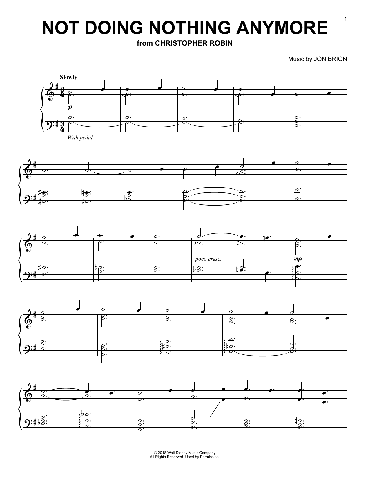 Produktbild zu: Not Doing Nothing Anymore (from Christopher Robin)