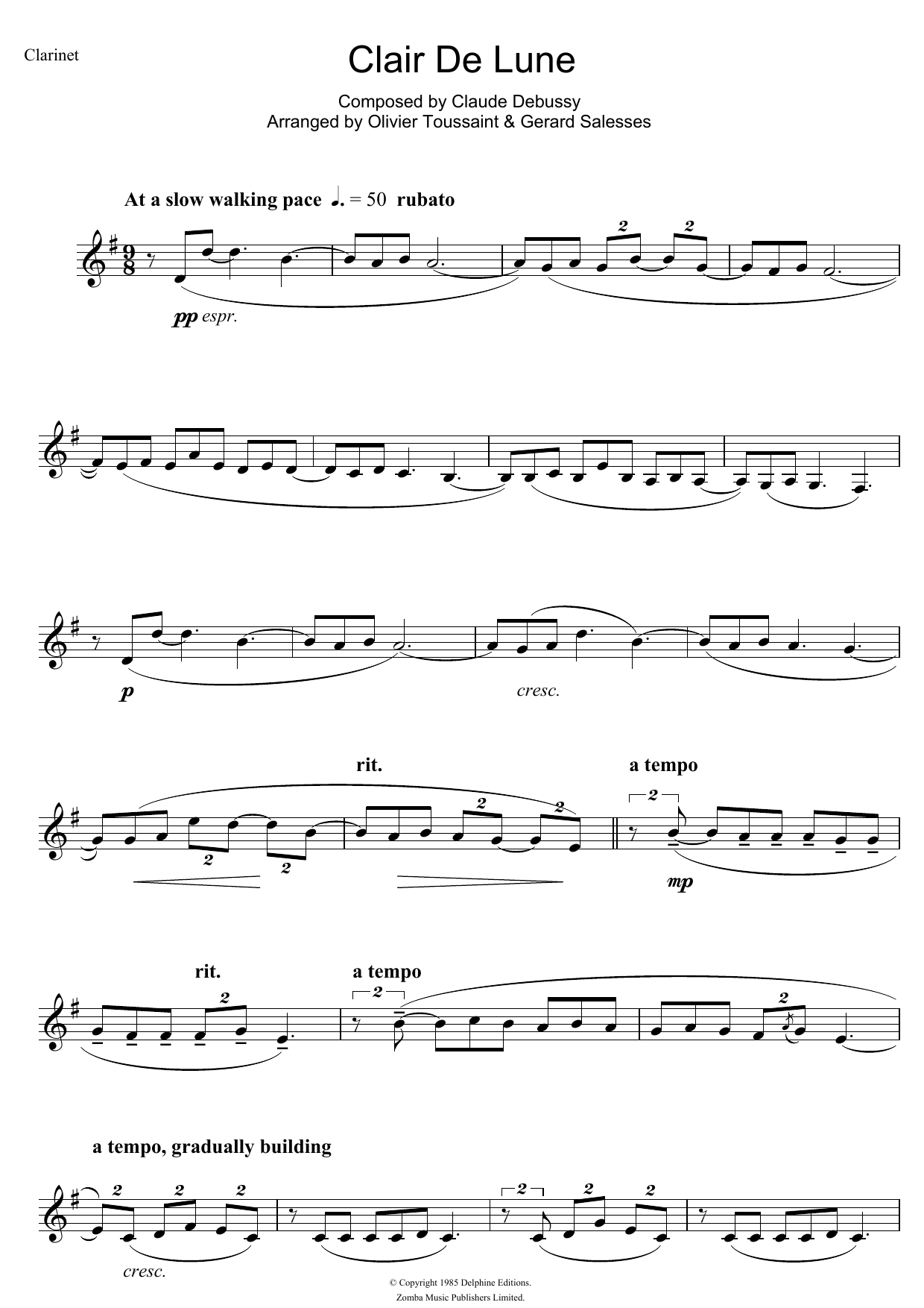 Product gallery: Page 1 of 1 Clair De Lune, Claude Debussy